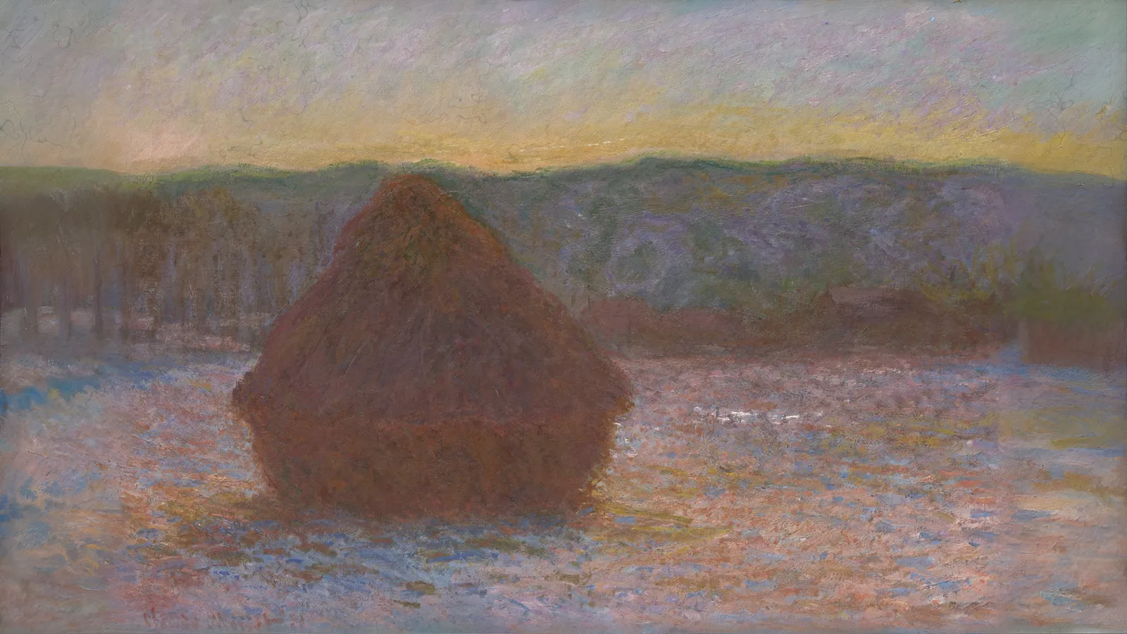 Covone di grano (Disgelo, tramonto) di Claude Monet, esteso a 16:9