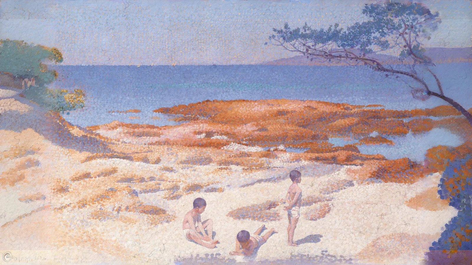 Beach at Cabasson (Baigne-Cul) by Henri Edmond Cross, extended to 16:9
