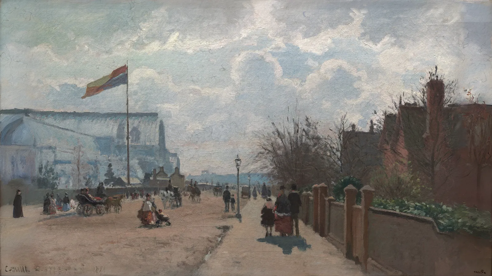 The Crystal Palace by Camille Pissarro, extended to 16:9