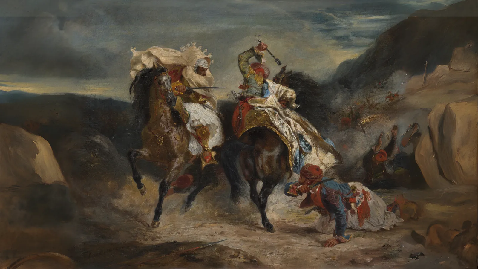 The Combat of the Giaour and Hassan by Eugène Delacroix, extended to 16:9