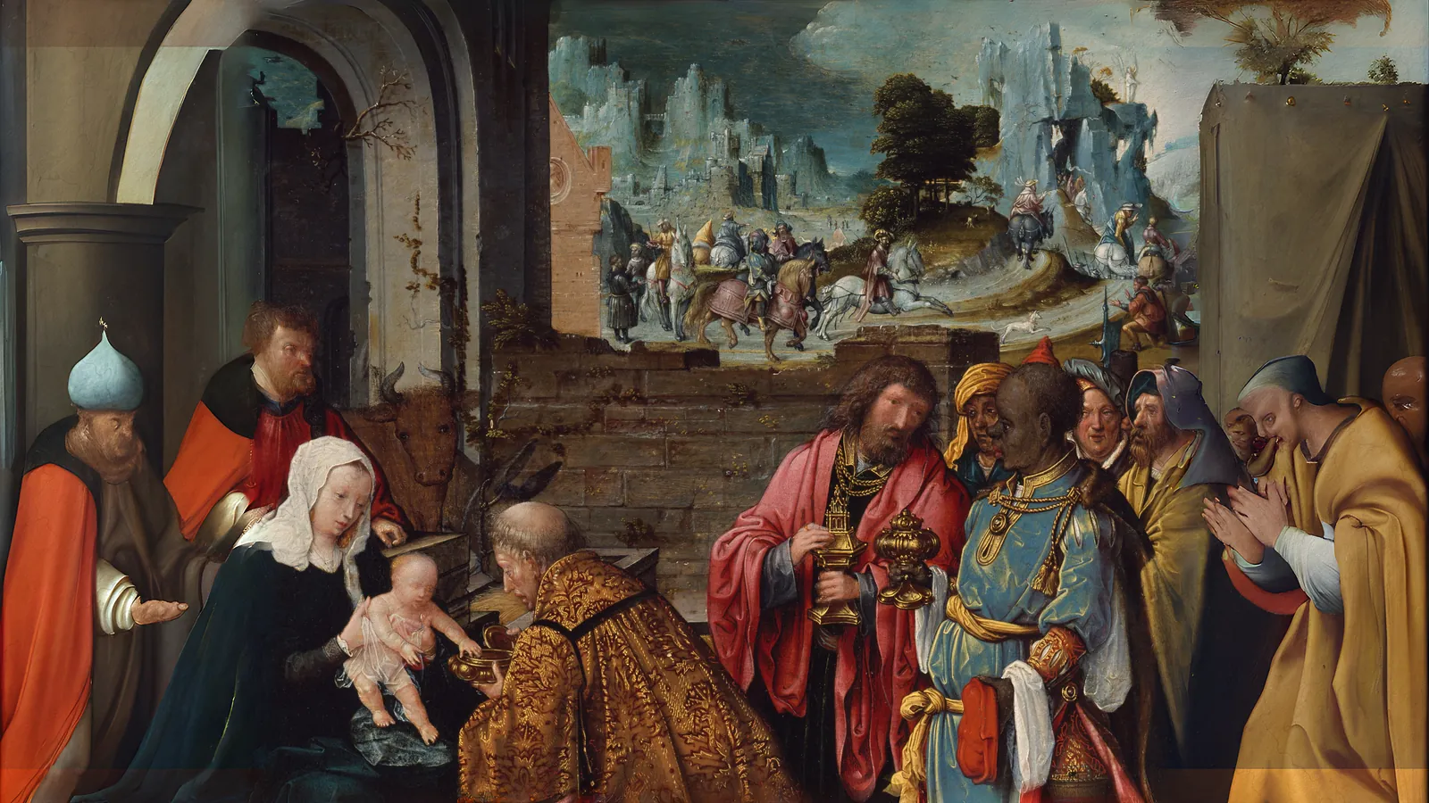The Adoration of the Magi by Workshop of Cornelis Engebrechtsz., extended to 16:9
