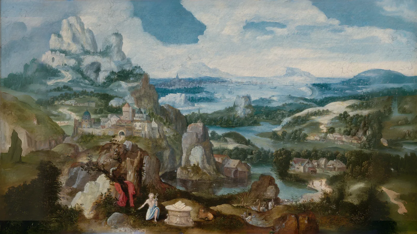 Paesaggio con San Girolamo penitente di fiammingo, esteso in 16:9
