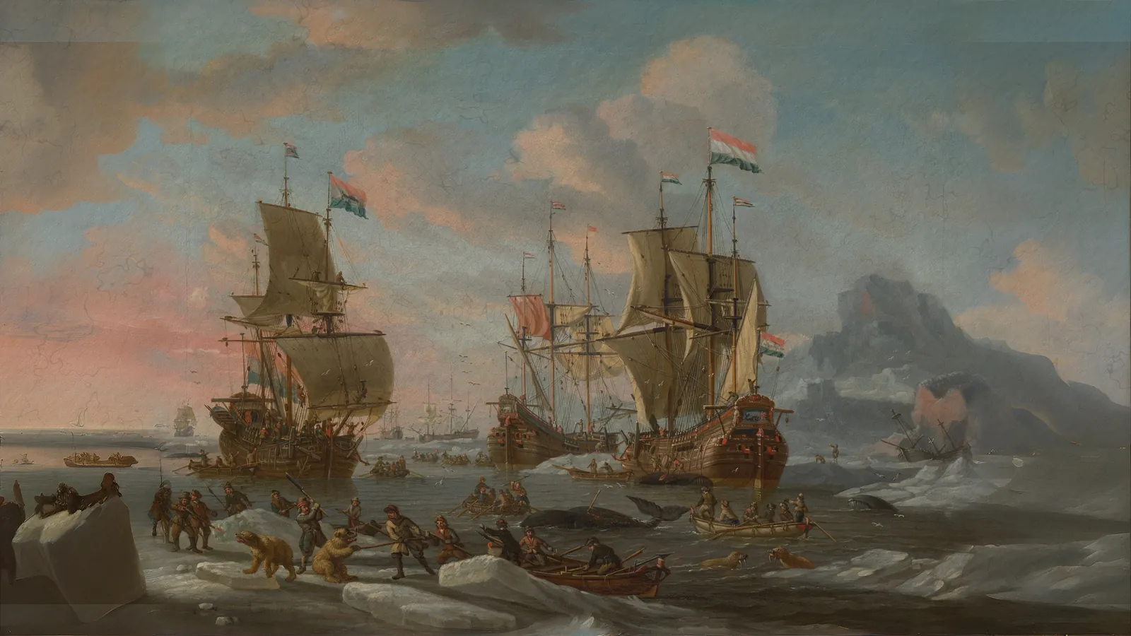 La flotta baleniera olandese di Abraham Storck, estesa a 16:9