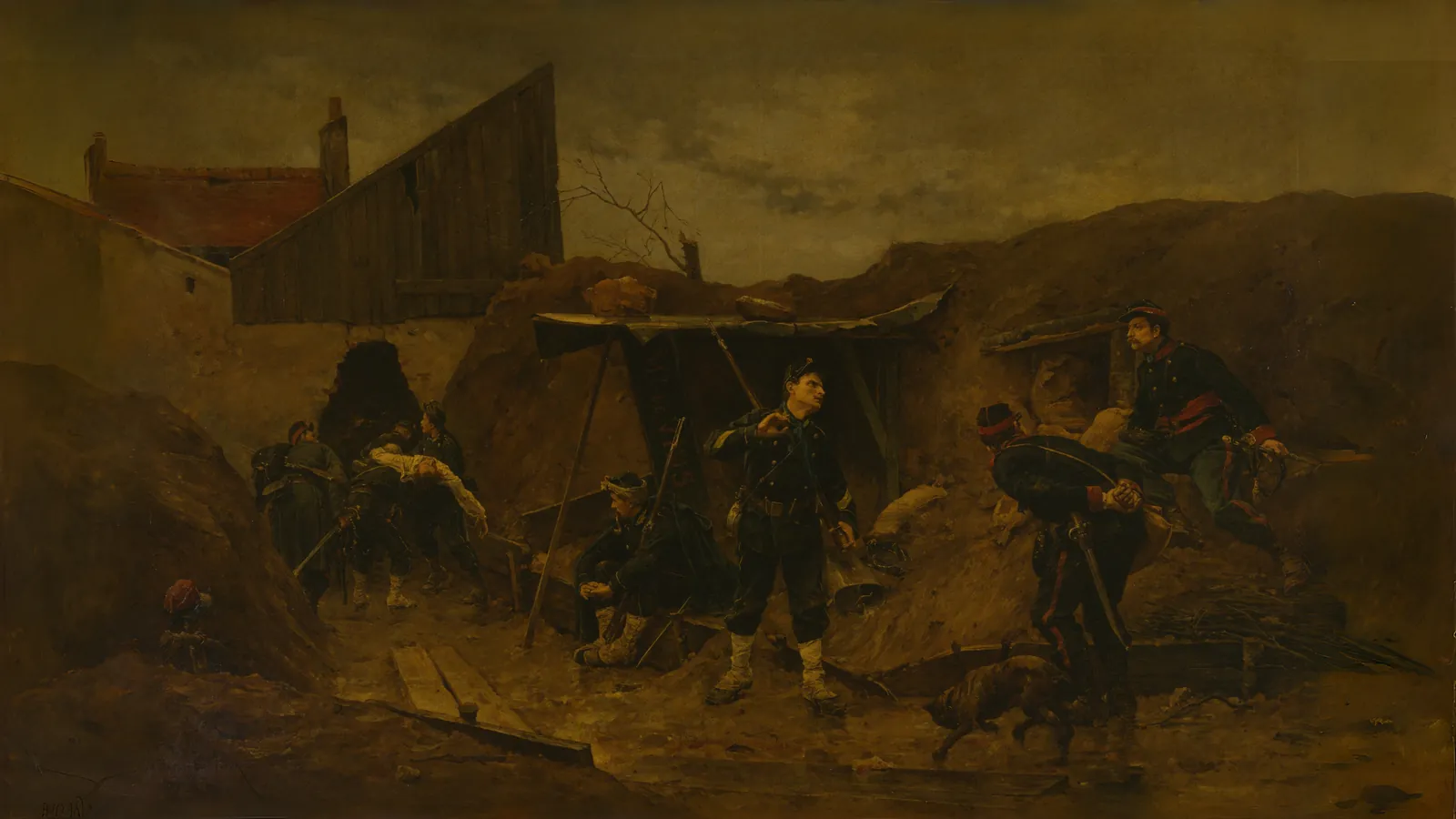 En la trinchera por Etienne Prosper Berne-Bellecour, extendido a 16:9
