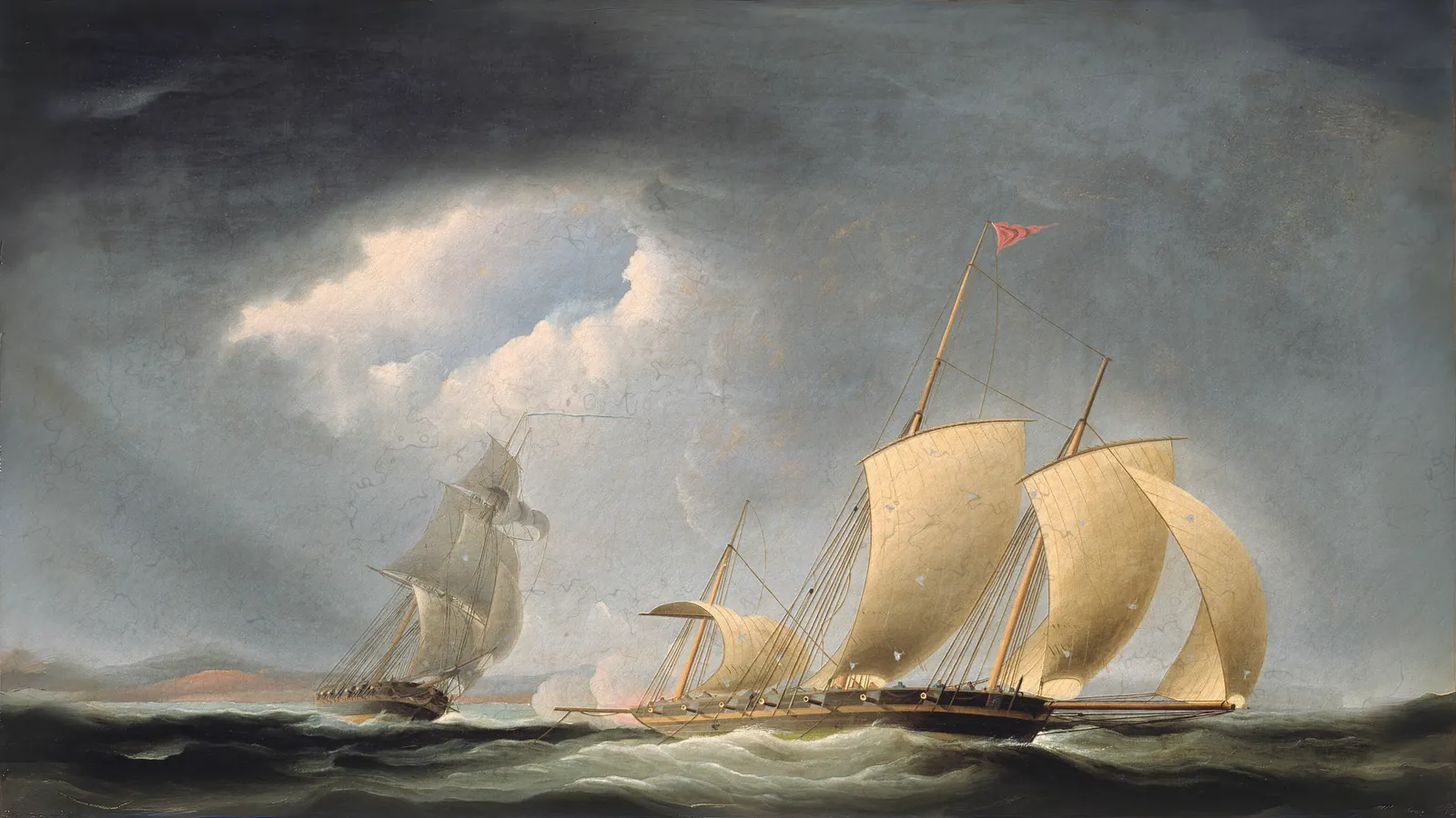 Capture of the Tripoli by the Enterprise by Thomas Birch, extended to 16:9