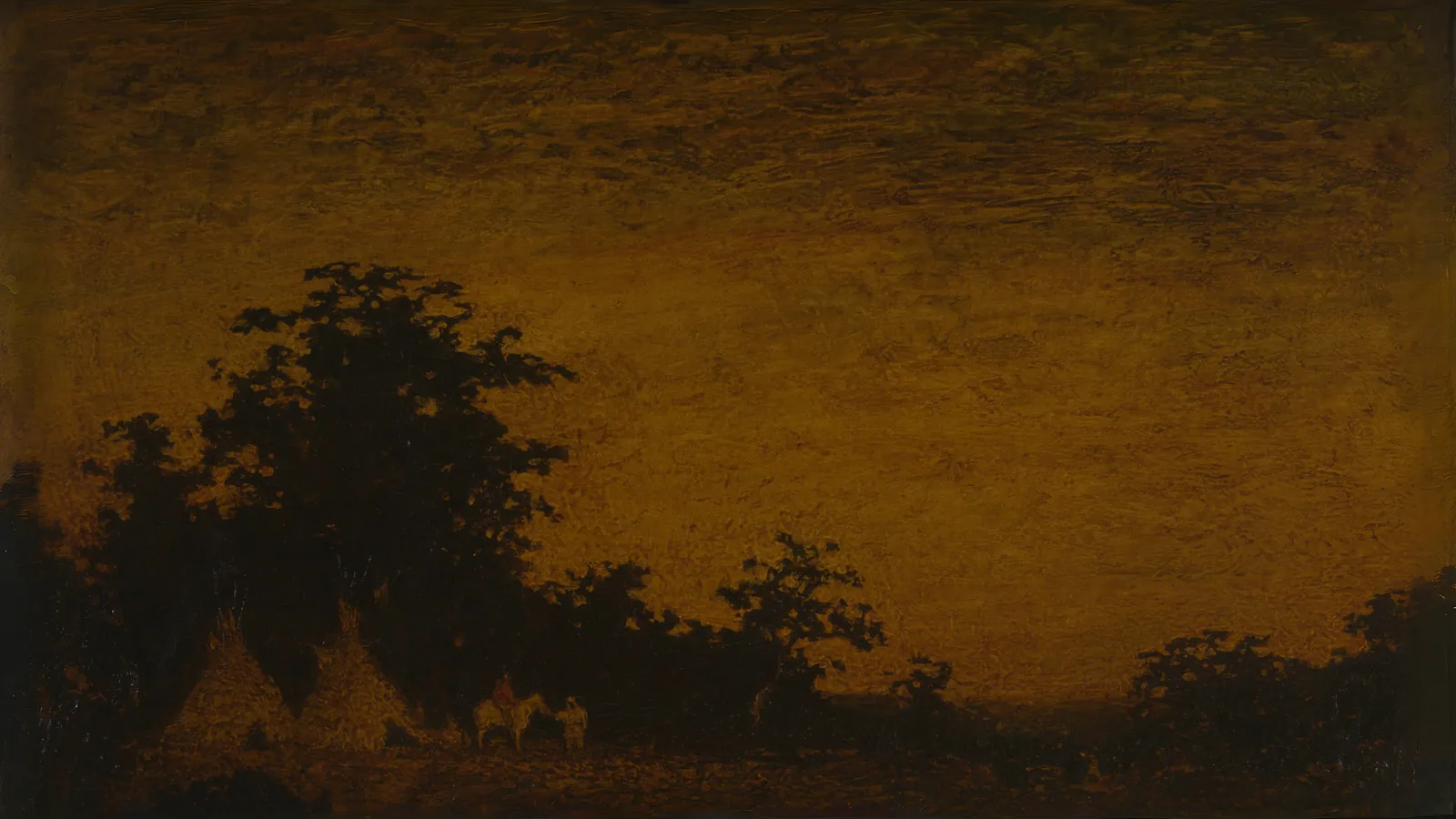 Indian Encampment by Ralph Albert Blakelock, extended to 16:9