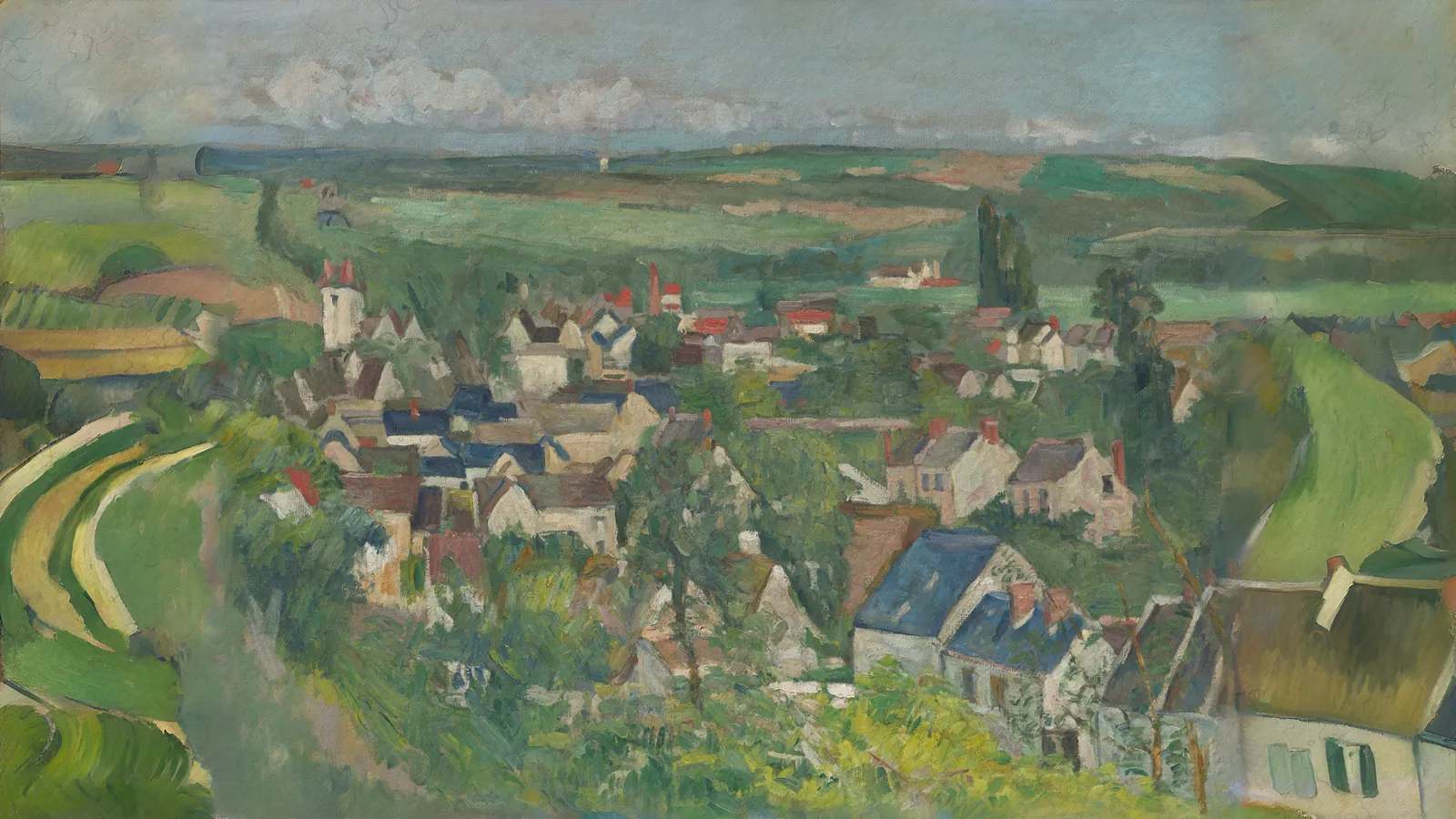 Auvers, Panoramic View by Paul Cézanne, extended to 16:9