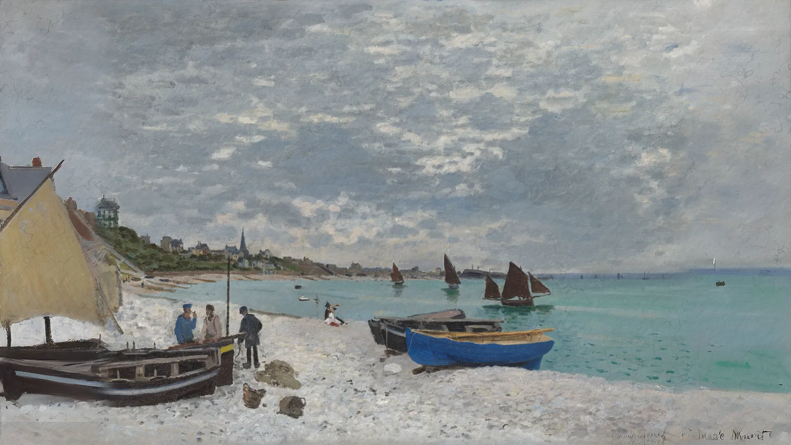 The Beach at Sainte-Adresse by Claude Monet, extended to 16:9