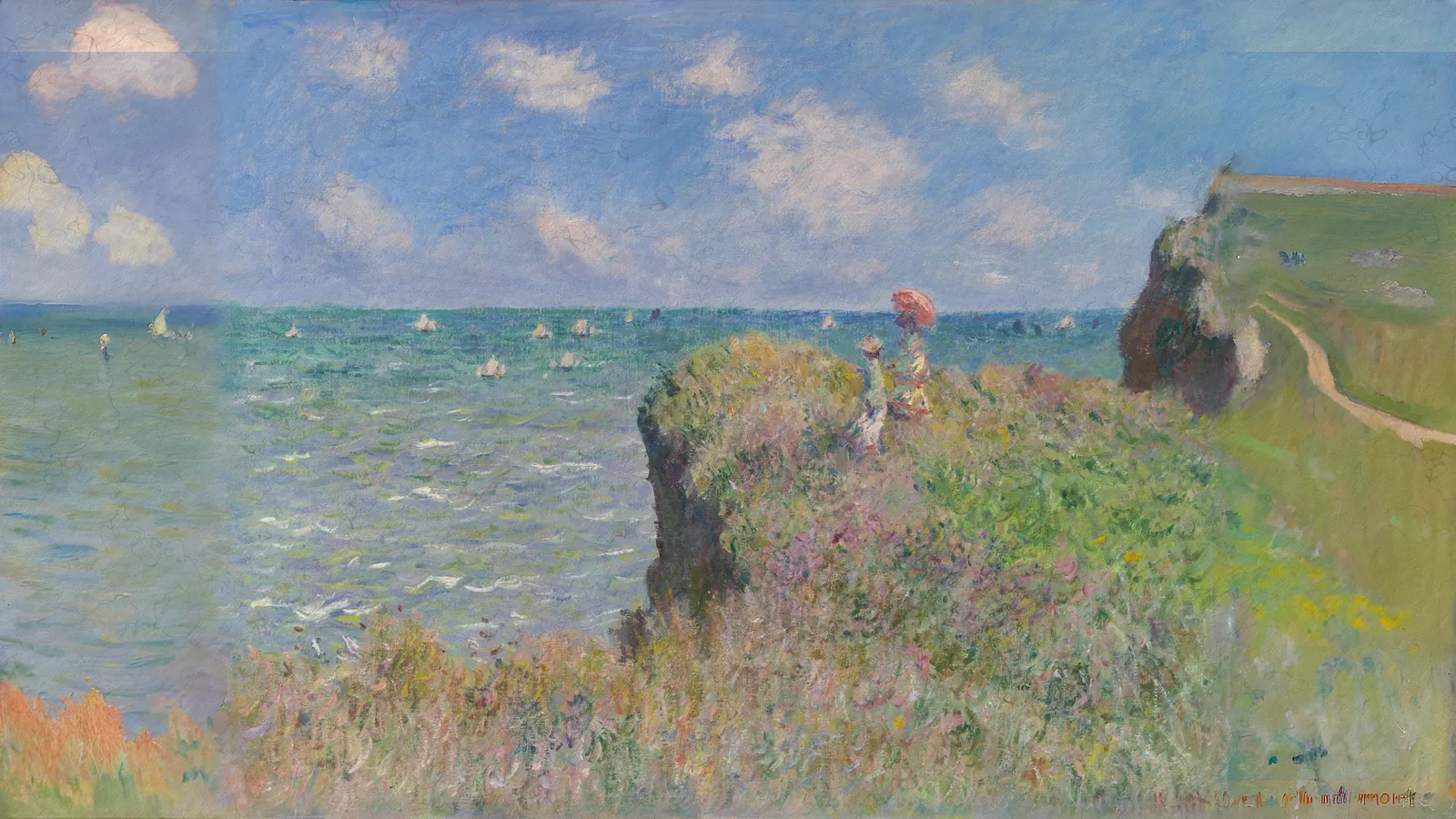 La Promenade de Pourville par Claude Monet, étendu au format 16:9