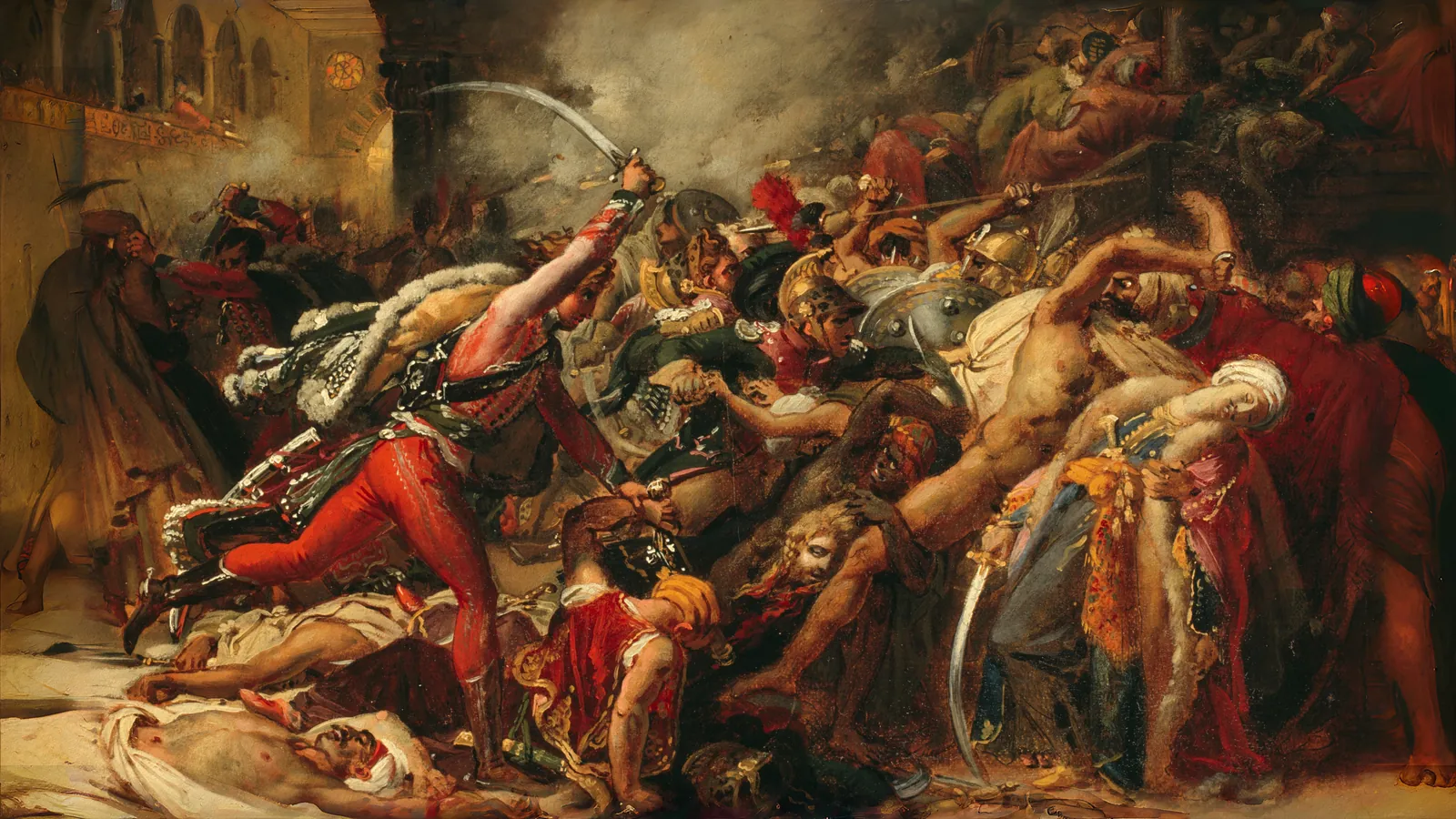Bozza per La rivolta del Cairo di Anne-Louis Girodet de Roussy-Trioson, esteso a 16:9