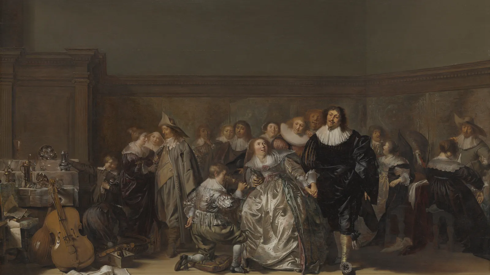 Eine vornehme Gesellschaft von Pieter Codde, auf 16:9 zugeschnitten