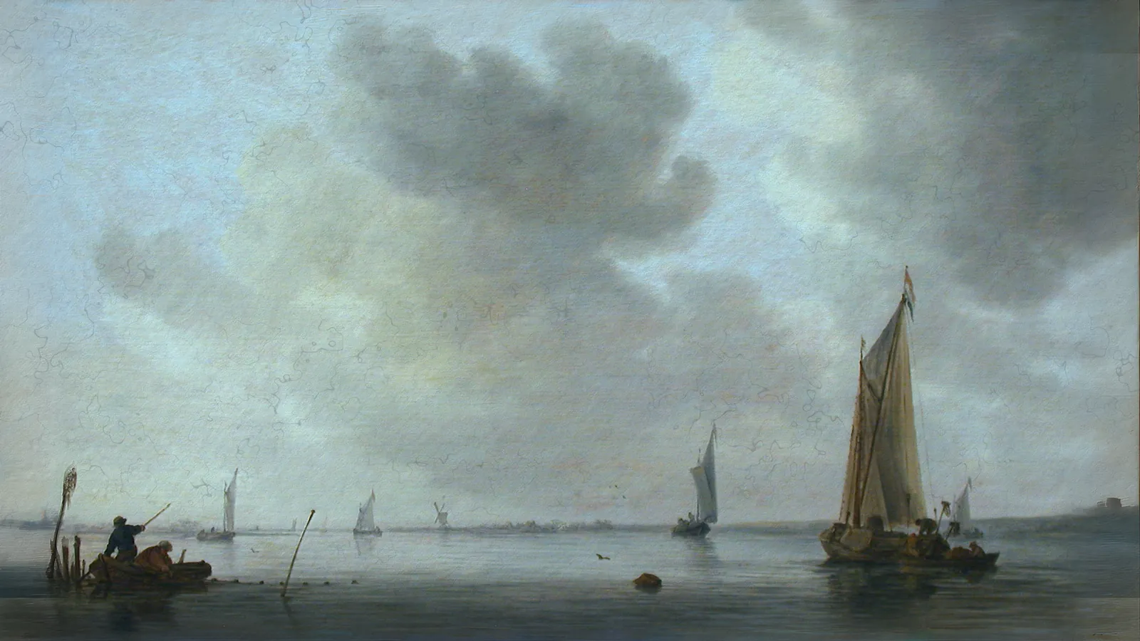 Barche da pesca al largo di un estuario di Jan van Goyen, esteso in 16:9