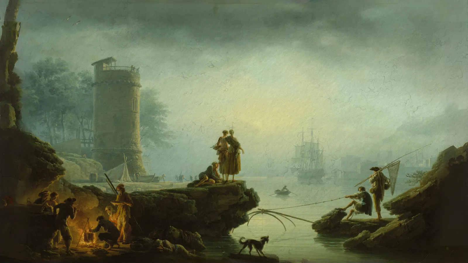Morning by Claude Joseph Vernet, extended to 16:9