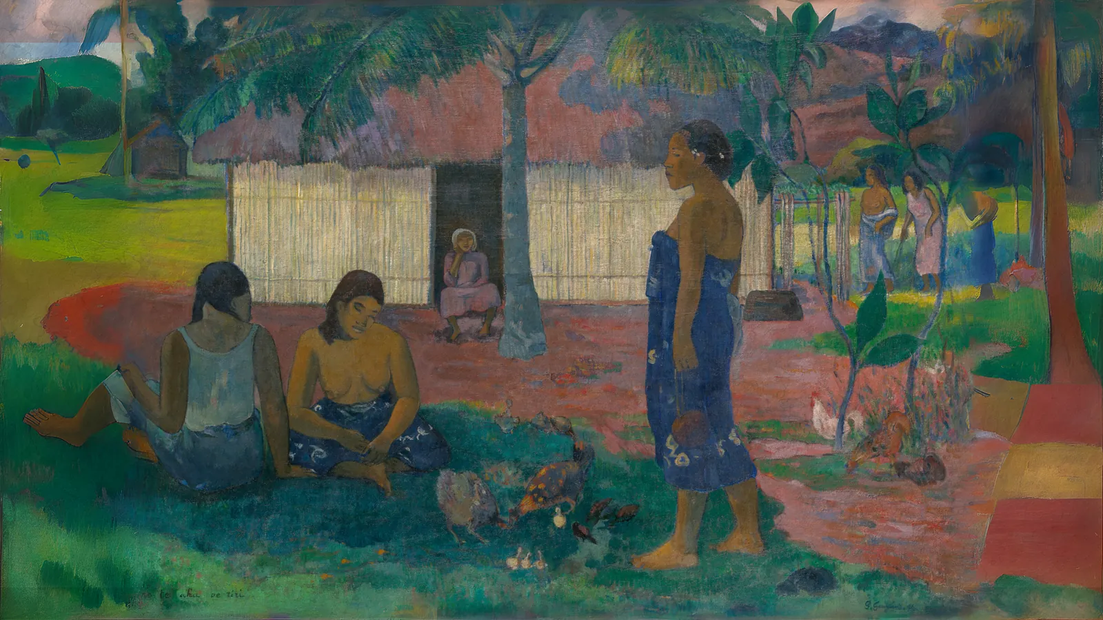 No te aha oe riri (Pourquoi es-tu en colère ?) par Paul Gauguin, étendu au 16:9