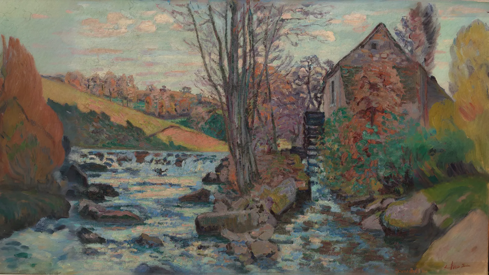 Mulino di Pont Maupuit di Jean Baptiste Armand Guillaumin, esteso a 16:9