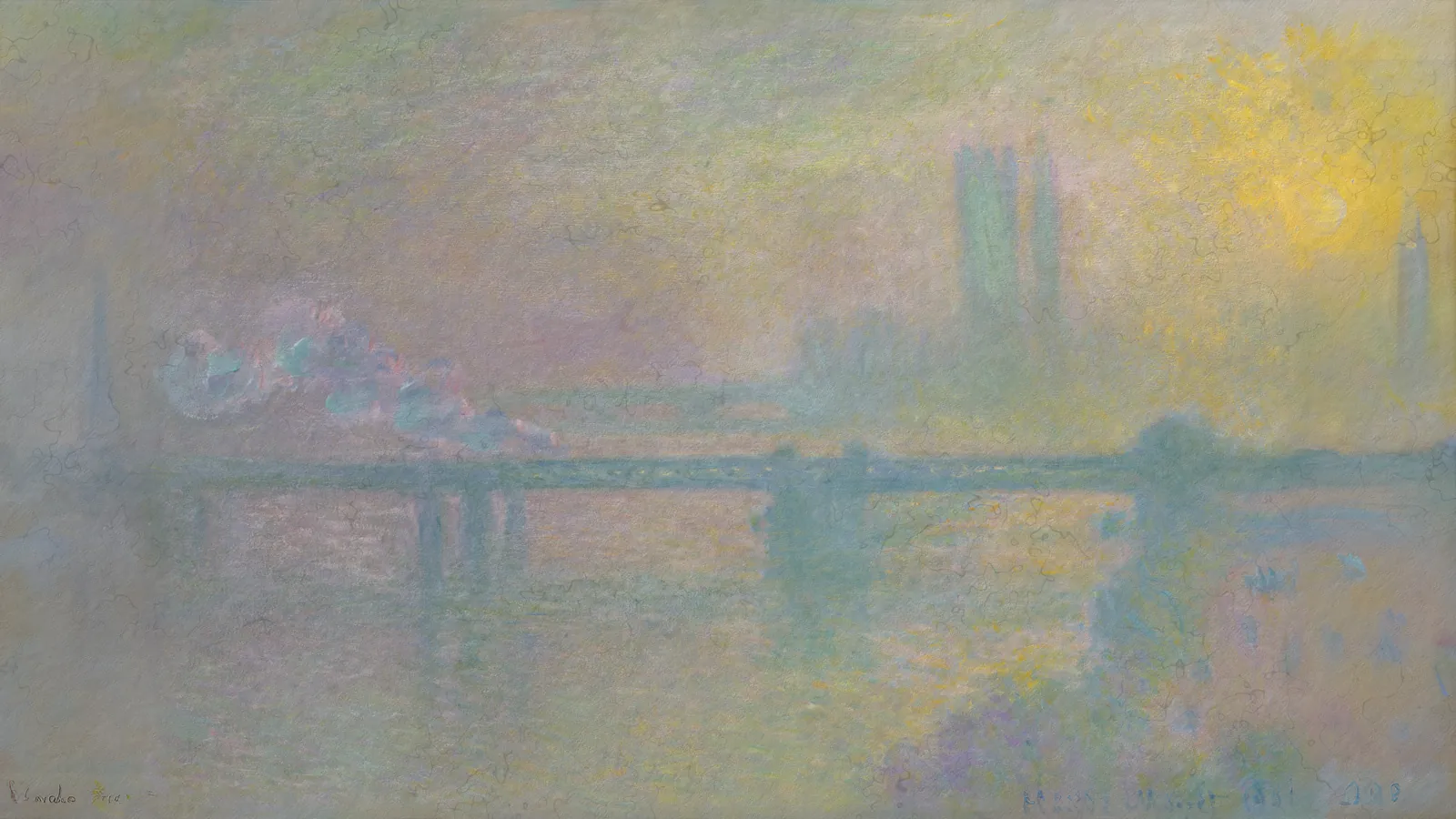 Charing Cross Bridge, London by Claude Monet, extended to 16:9