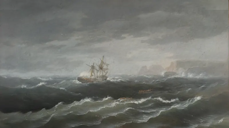 Shipwreck near a Rocky Coast by Thomas Birch