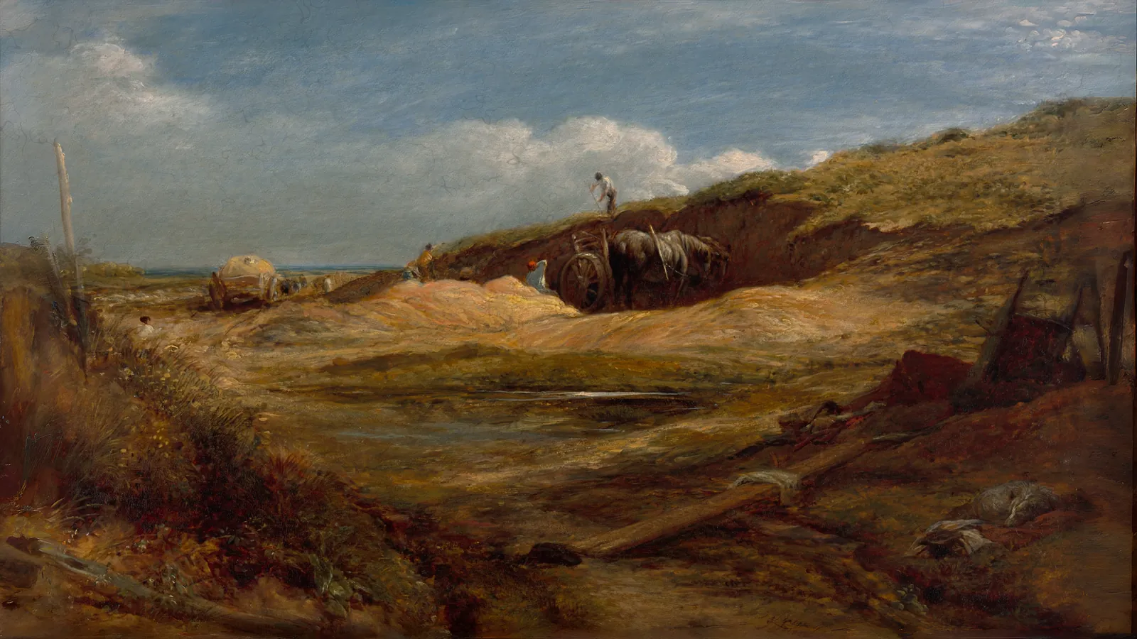 The Sand Pits, Hampstead Heath by John Linnell, extended to 16:9