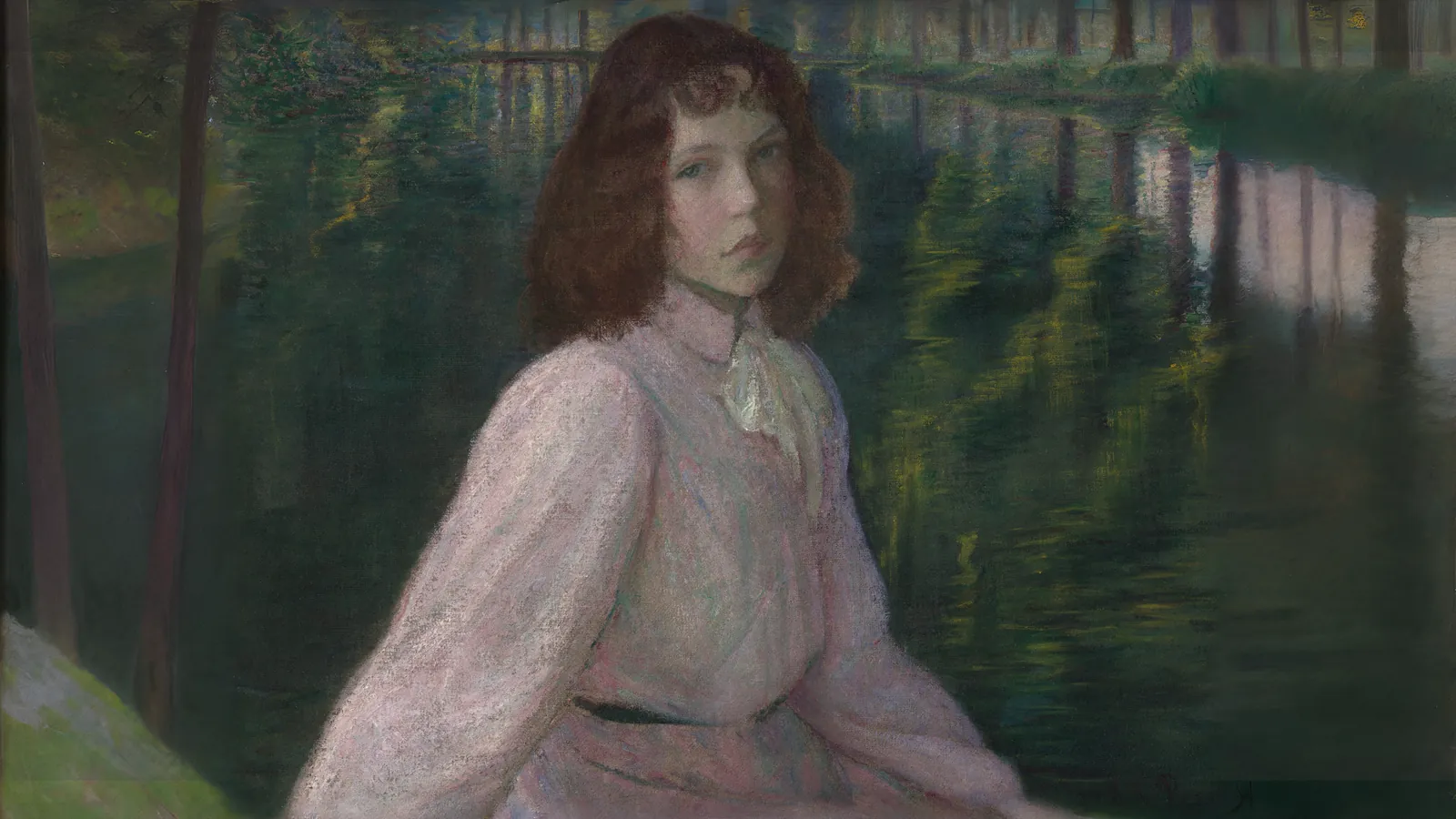 En la curva del río (En el río II) por Lilla Cabot Perry, adaptado a 16:9