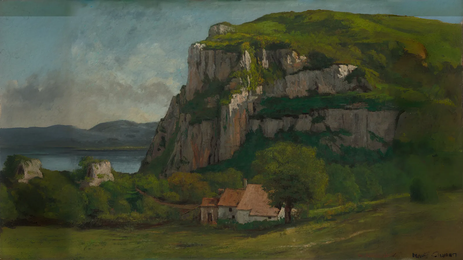 La roca de Hautepierre por Gustave Courbet, adaptado a 16:9