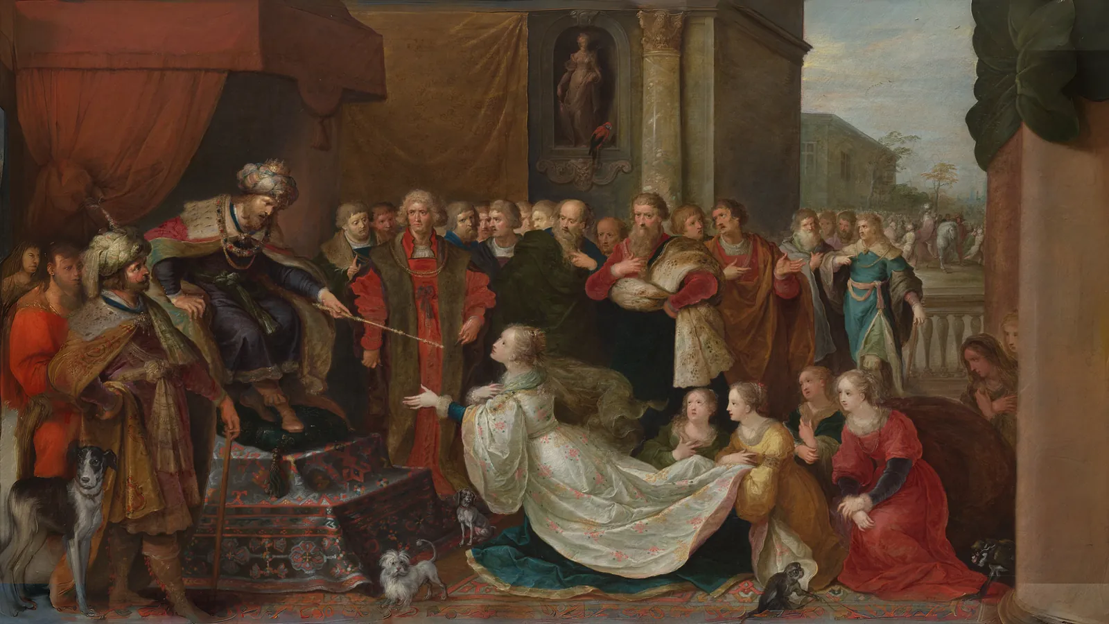 Ester davanti ad Assuero di Frans Francken II, esteso a 16:9
