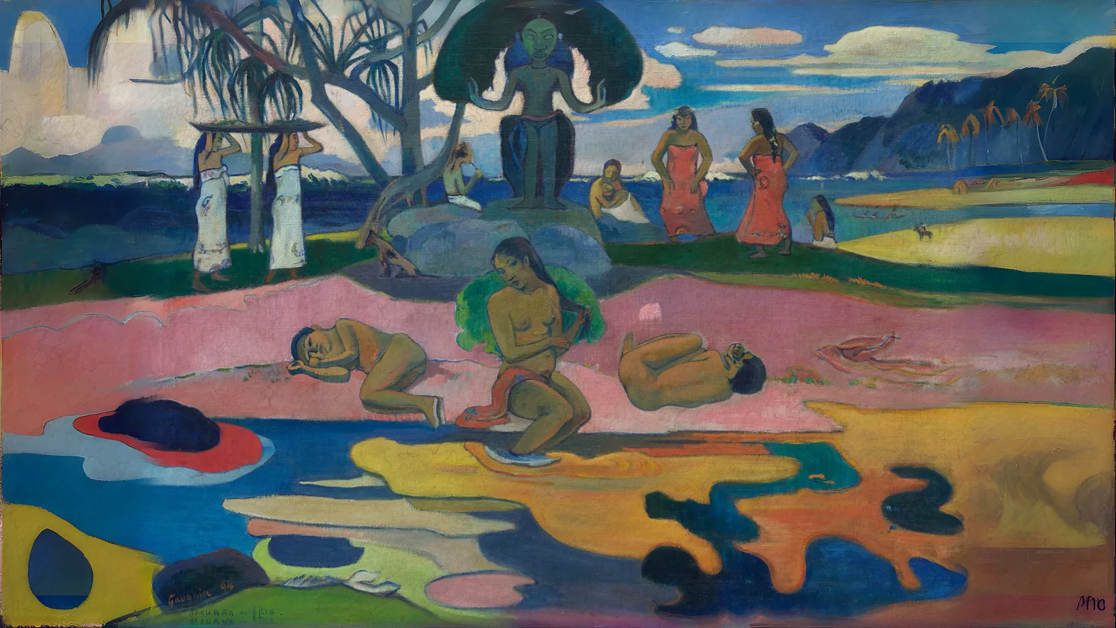 Mahana no atua (Giorno del dio) di Paul Gauguin, esteso a 16:9