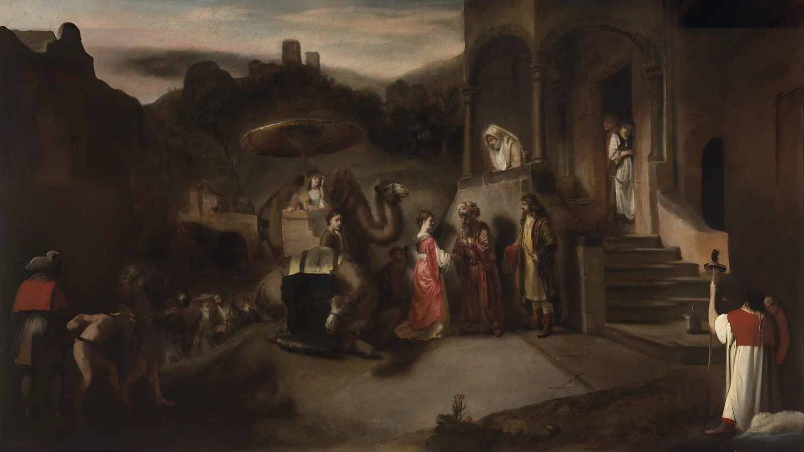 Rebecca Welcomed by Abraham by Barent Fabritius, extended to 16:9