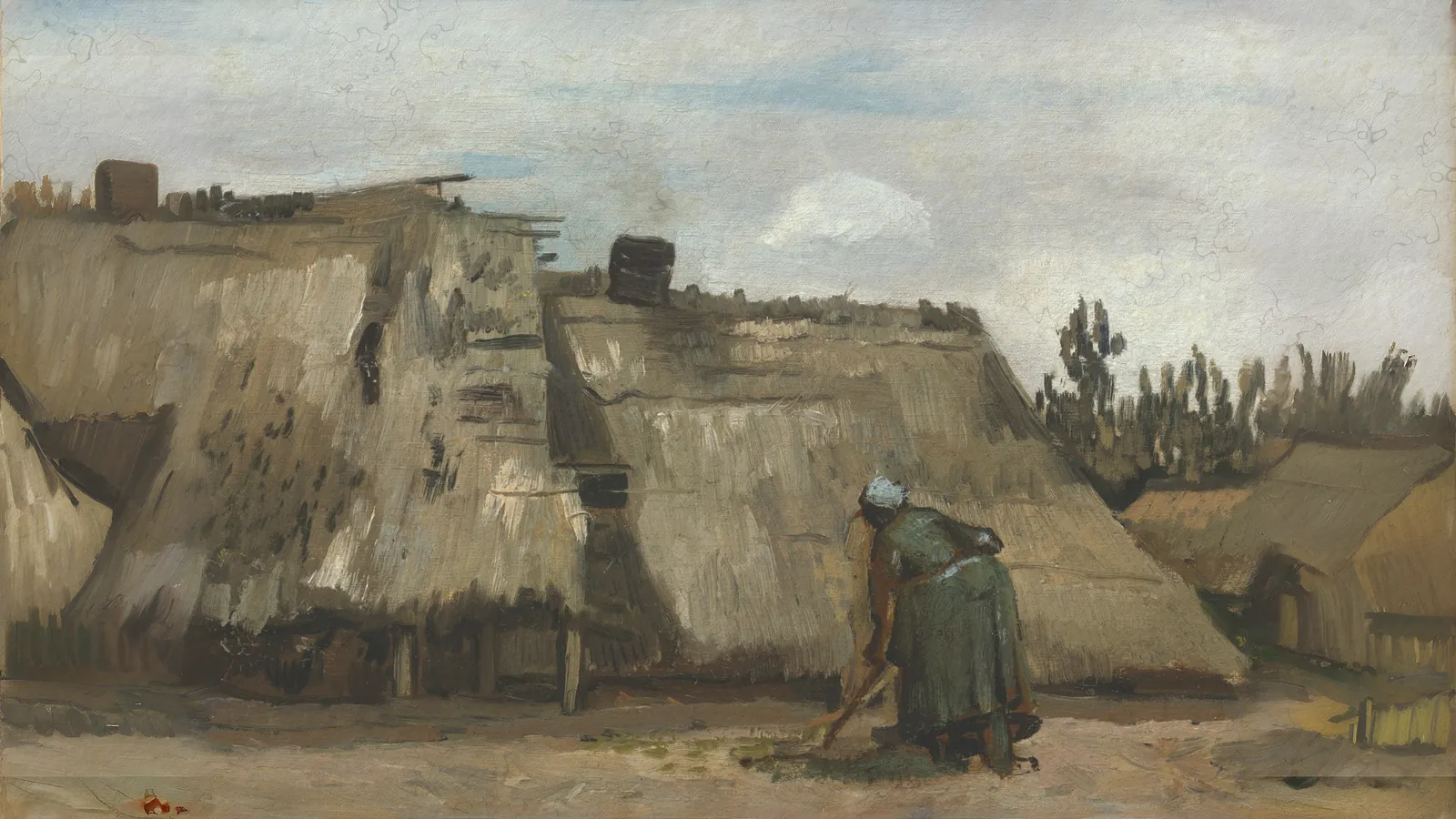 Contadina che scava davanti alla sua capanna di Vincent van Gogh, esteso in 16:9