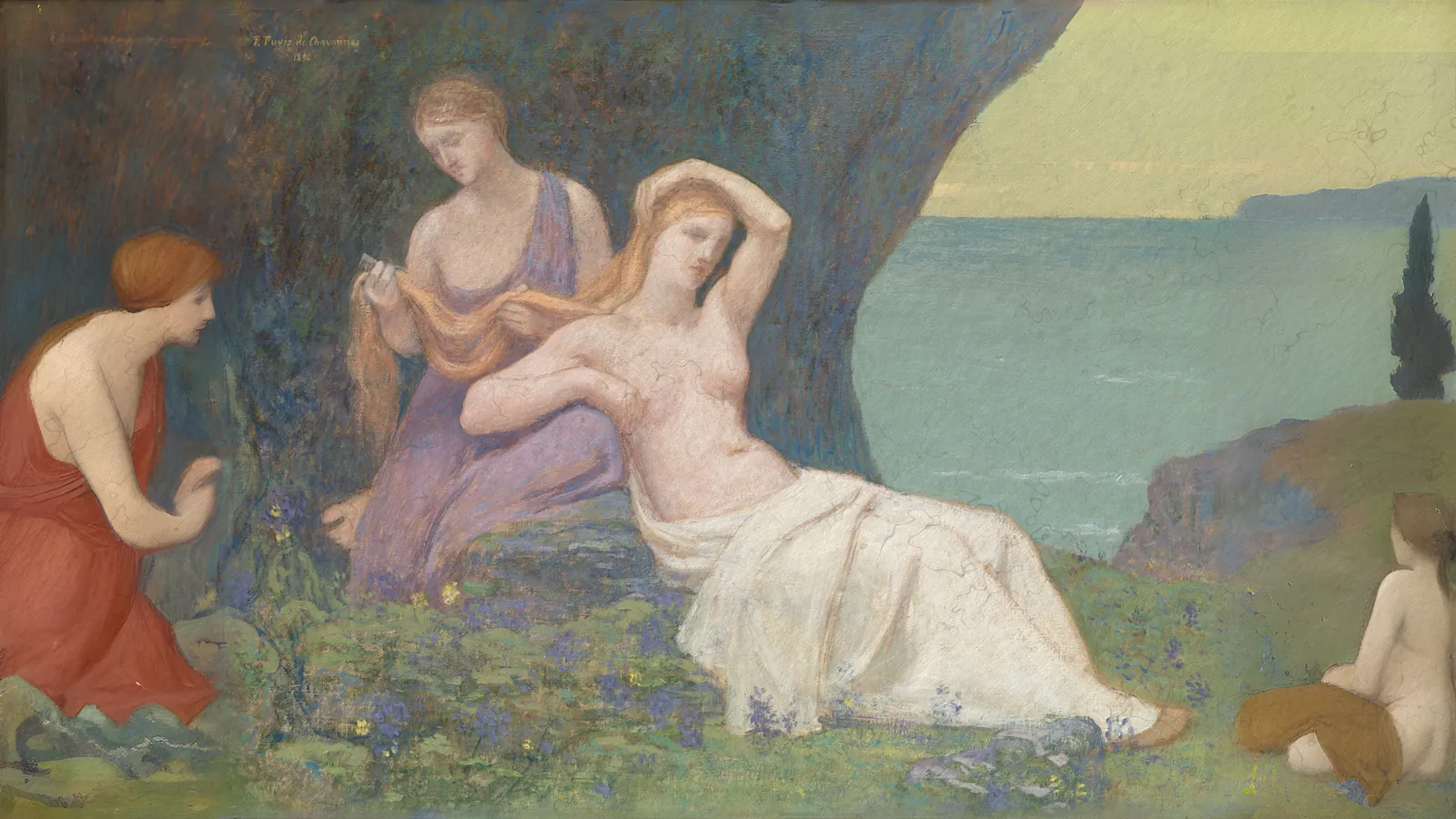 In the Heather by Pierre Puvis de Chavannes, extended to 16:9