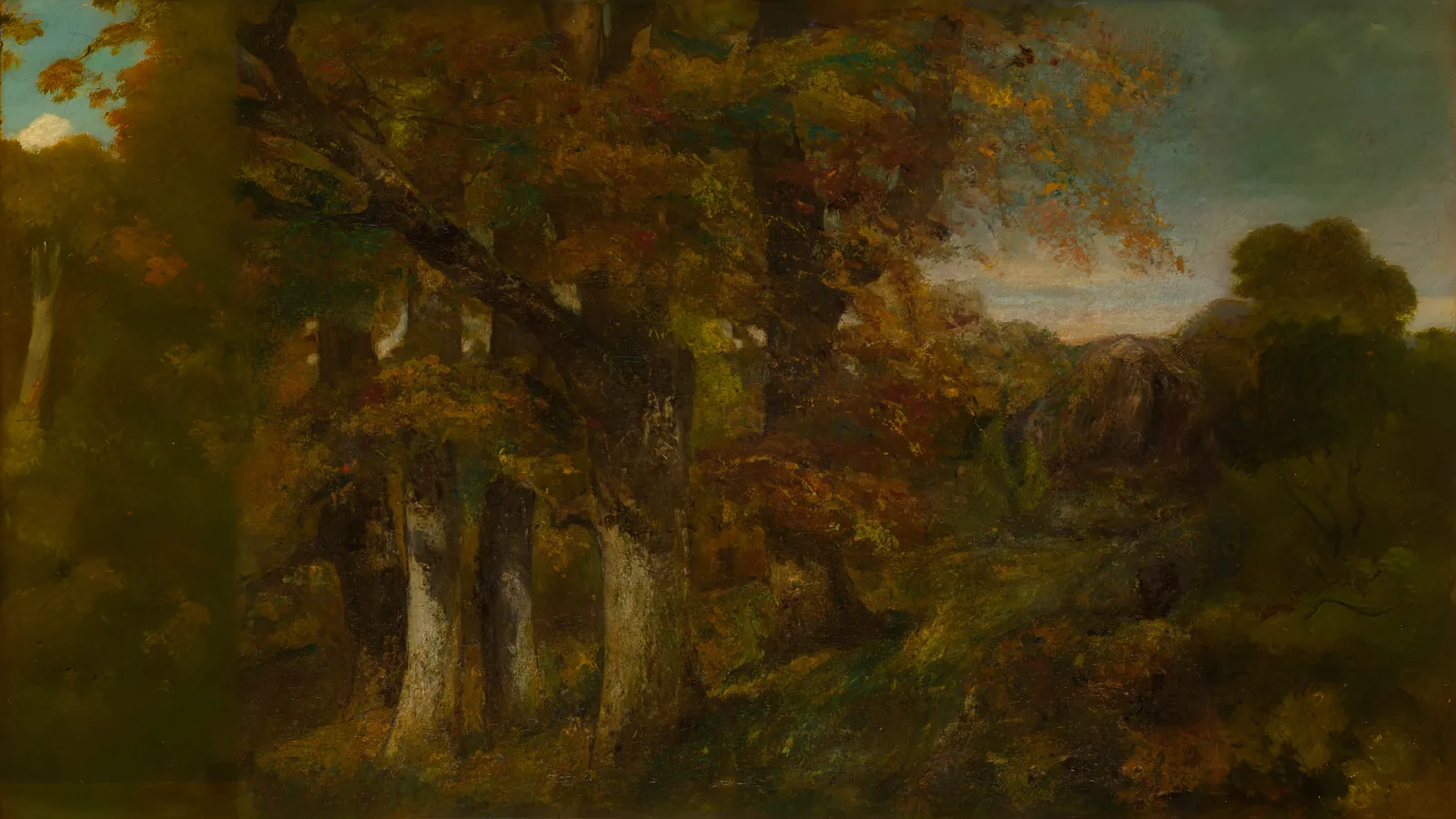 Bewaldete Landschaft von Gustave Courbet, erweitert auf 16:9