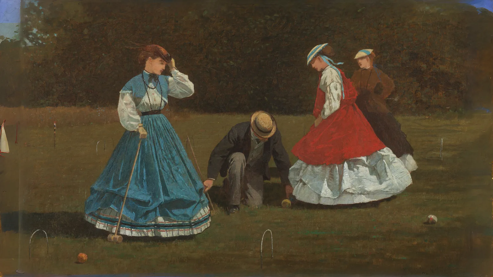 Croquet Scene by Winslow Homer, extended to 16:9