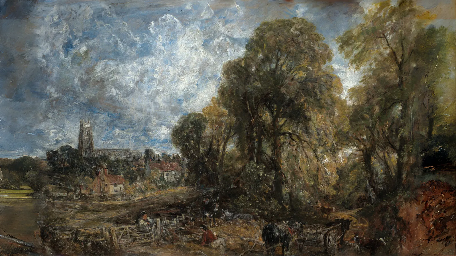 Stoke-by-Nayland di John Constable, esteso a 16:9