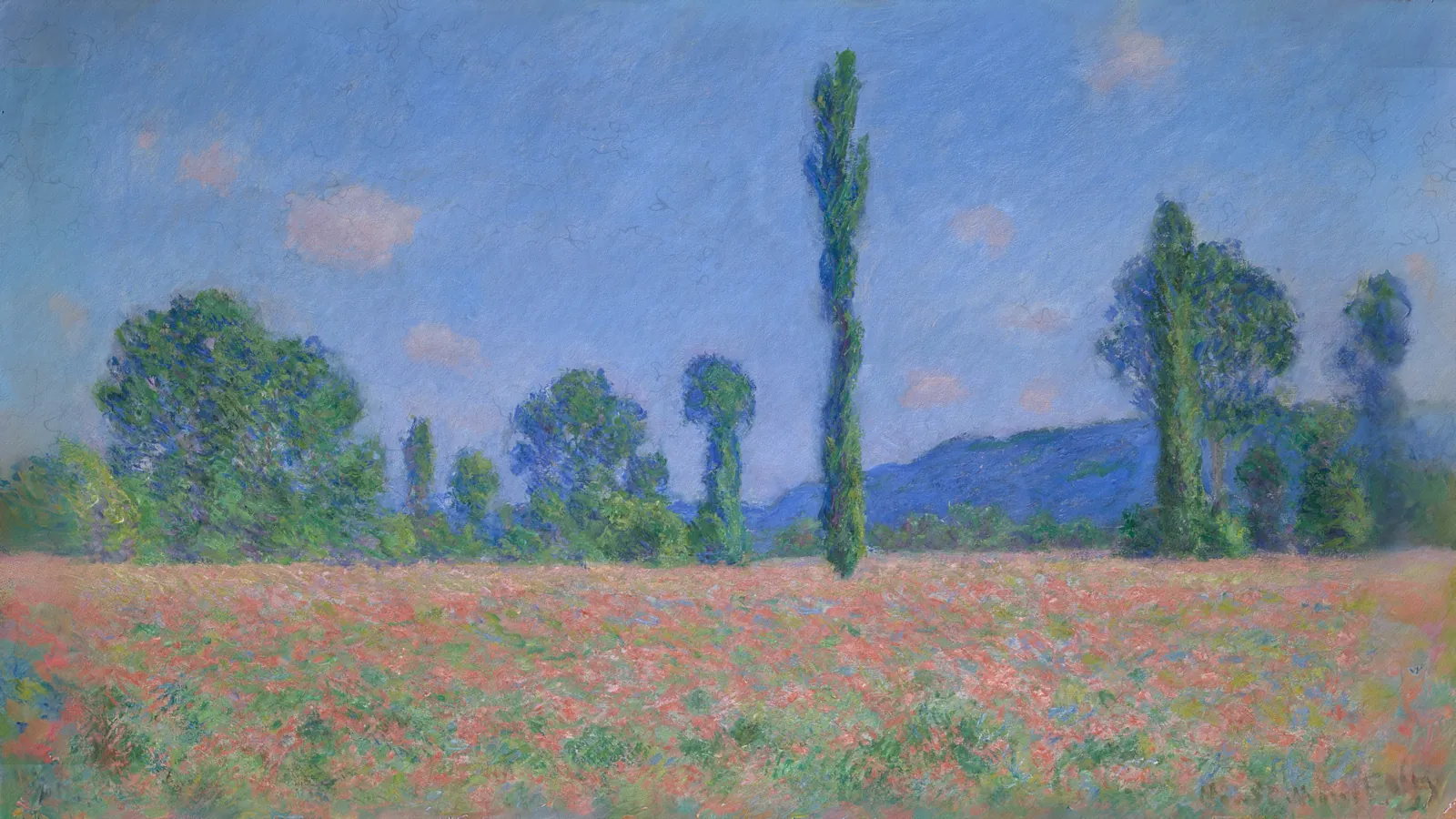 Mohnfeld (Giverny) von Claude Monet, erweitert auf 16:9