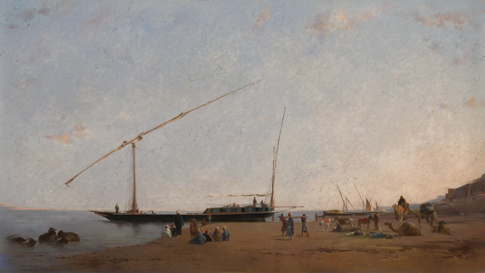 On the Nile by Eugène Fromentin, extended to 16:9
