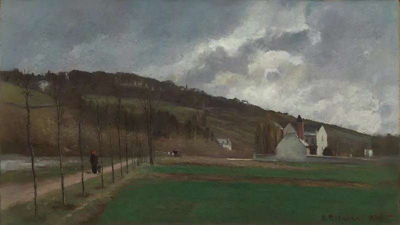 The Banks of the Marne in Winter by Camille Pissarro