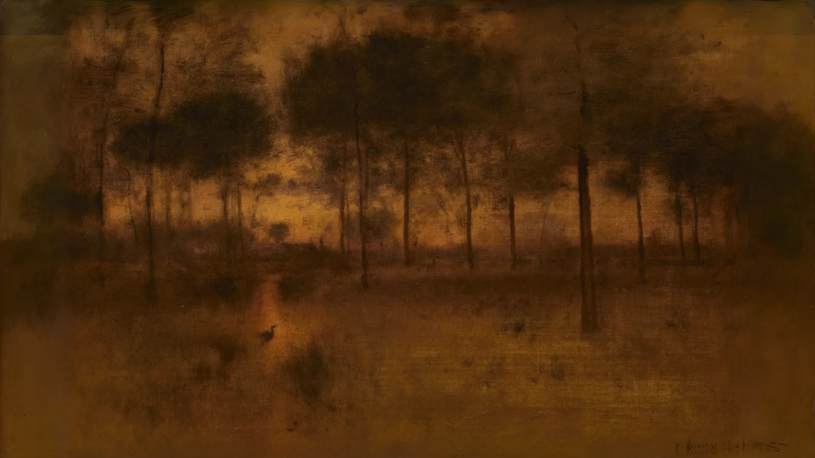 La dimora dell'airone di George Inness, estesa a 16:9