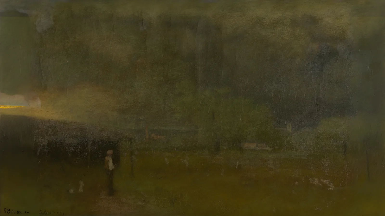Threatening by George Inness, extended to 16:9