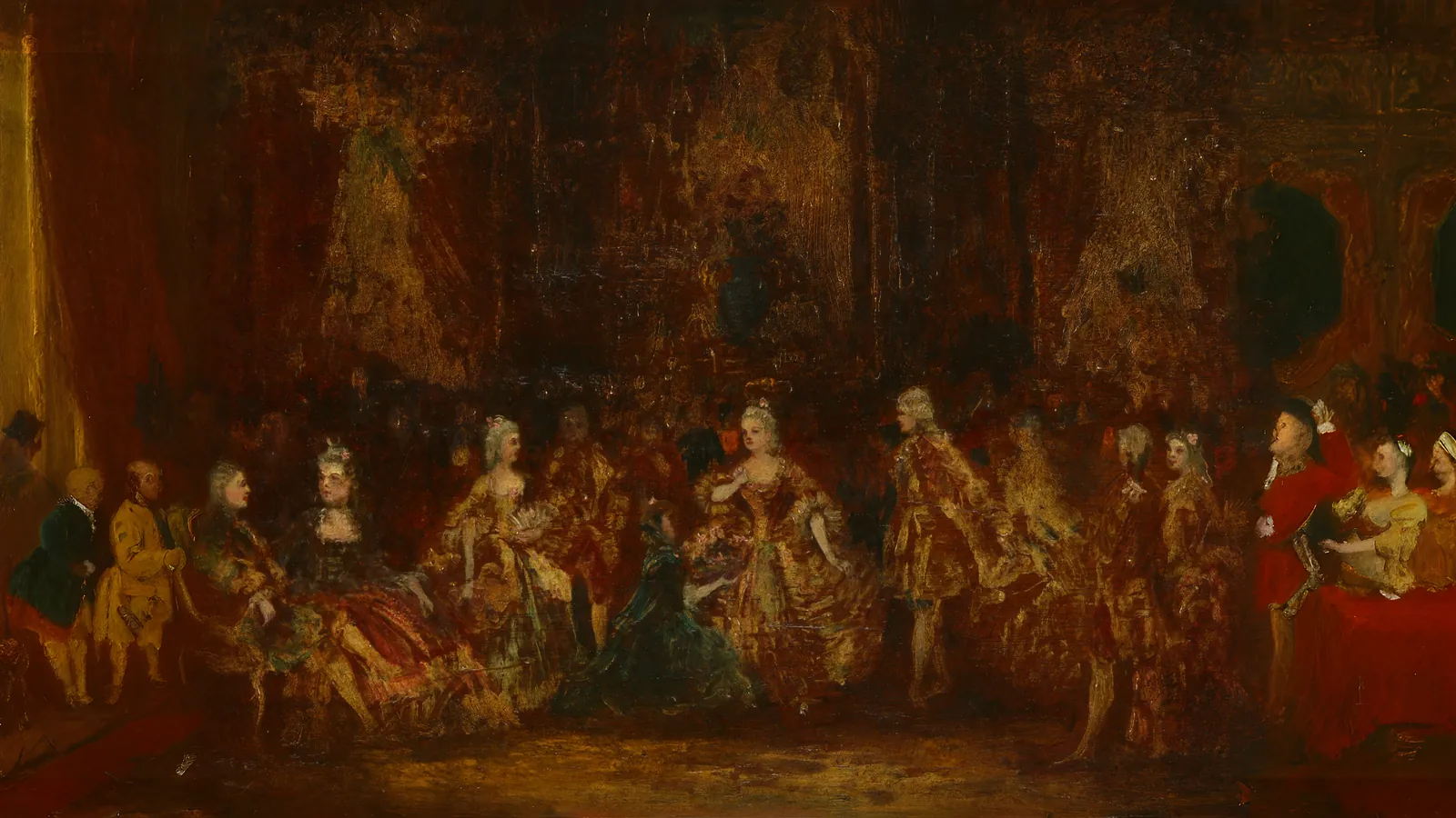 Persons in Louis XV Costumes by Adolphe Joseph Thomas Monticelli, extended to 16:9