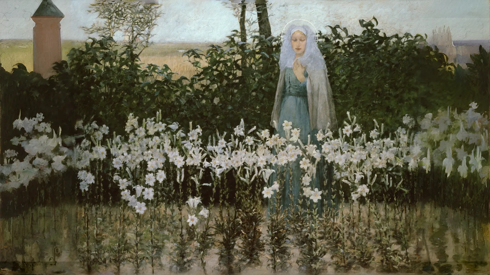 The Annunciation by George Hitchcock, extended to 16:9