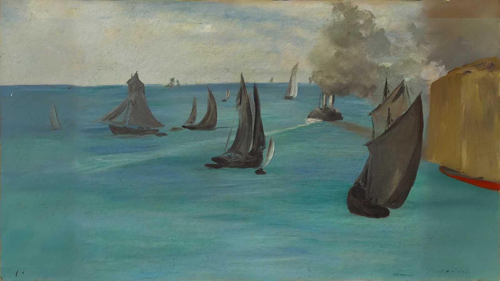 Seeblick, ruhiges Wetter (Vue de mer, temps calme) von Édouard Manet, erweitert auf 16:9