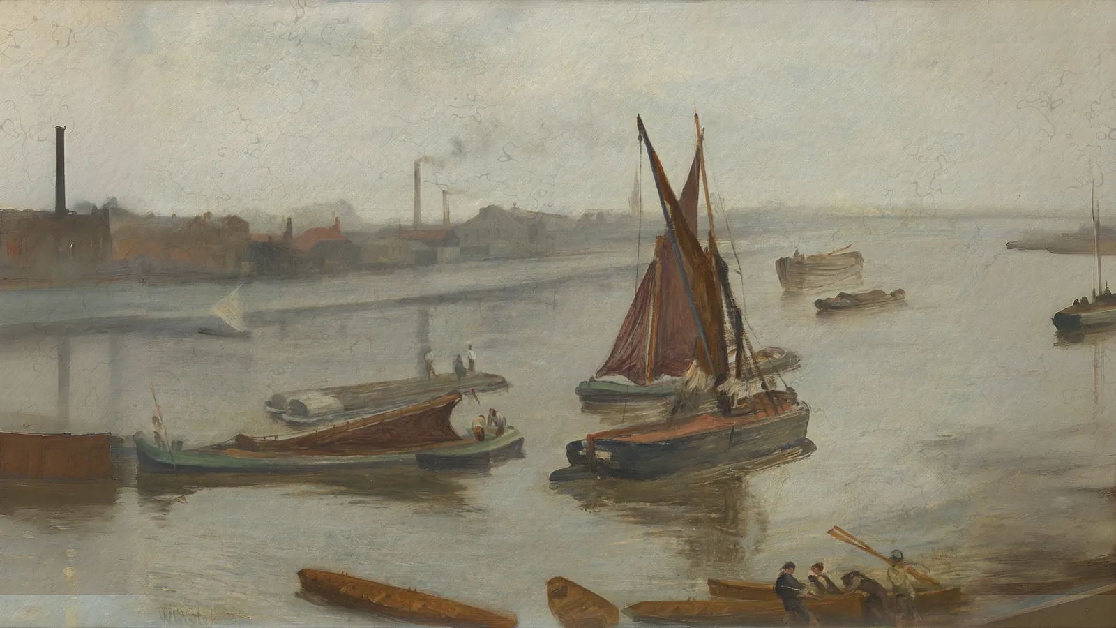 Gris y plata: El viejo tramo de Battersea por James McNeill Whistler, extendida a 16:9