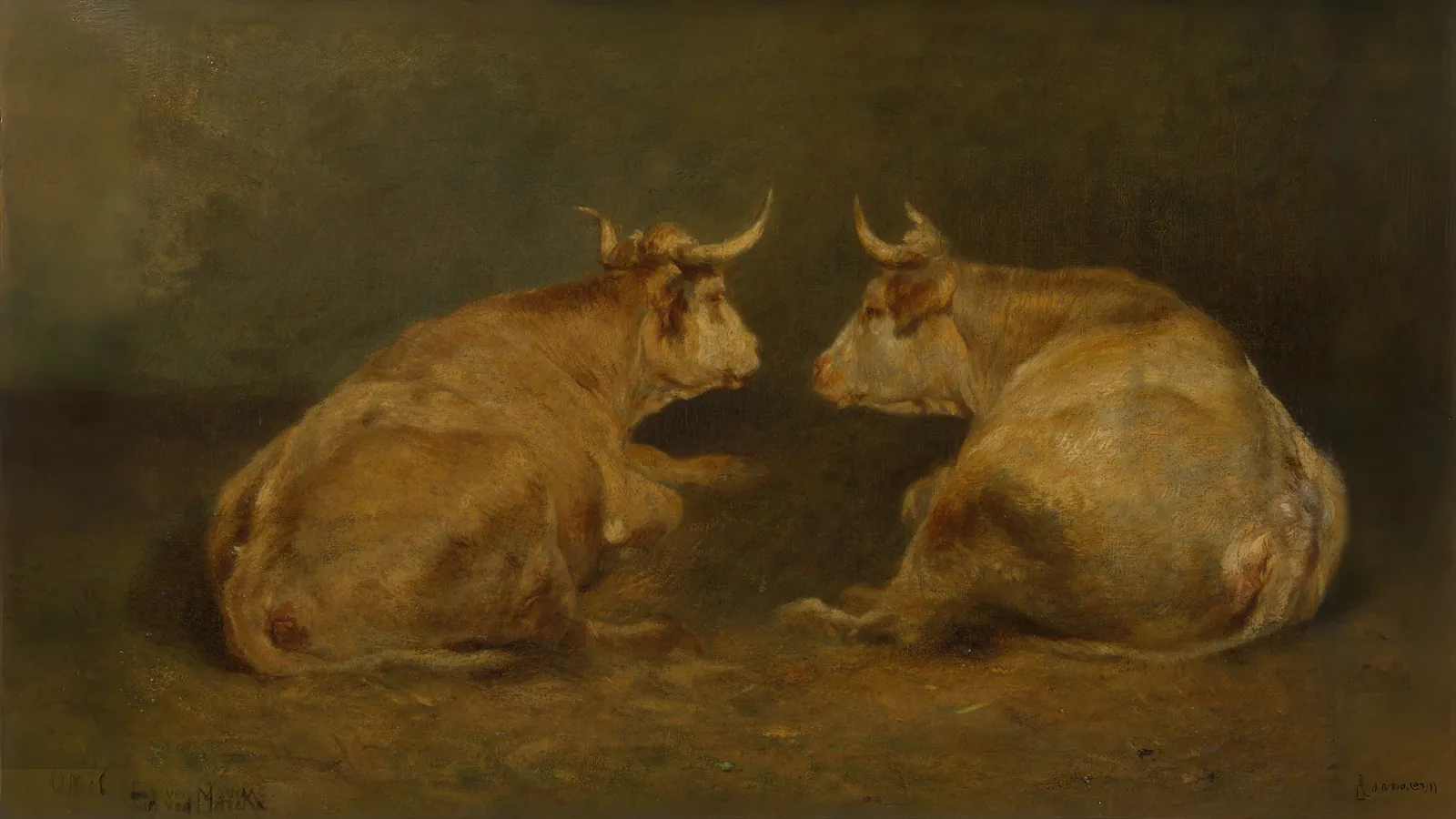 The Tête-à-tête by Emile van Marcke de Lummen, extended to 16:9