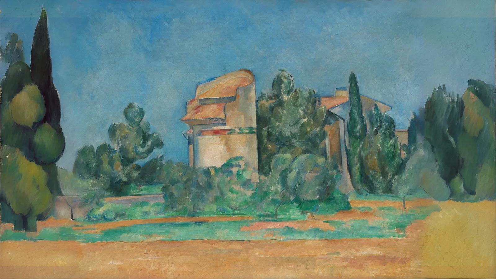 The Pigeon Tower at Bellevue by Paul Cézanne, extended to 16:9
