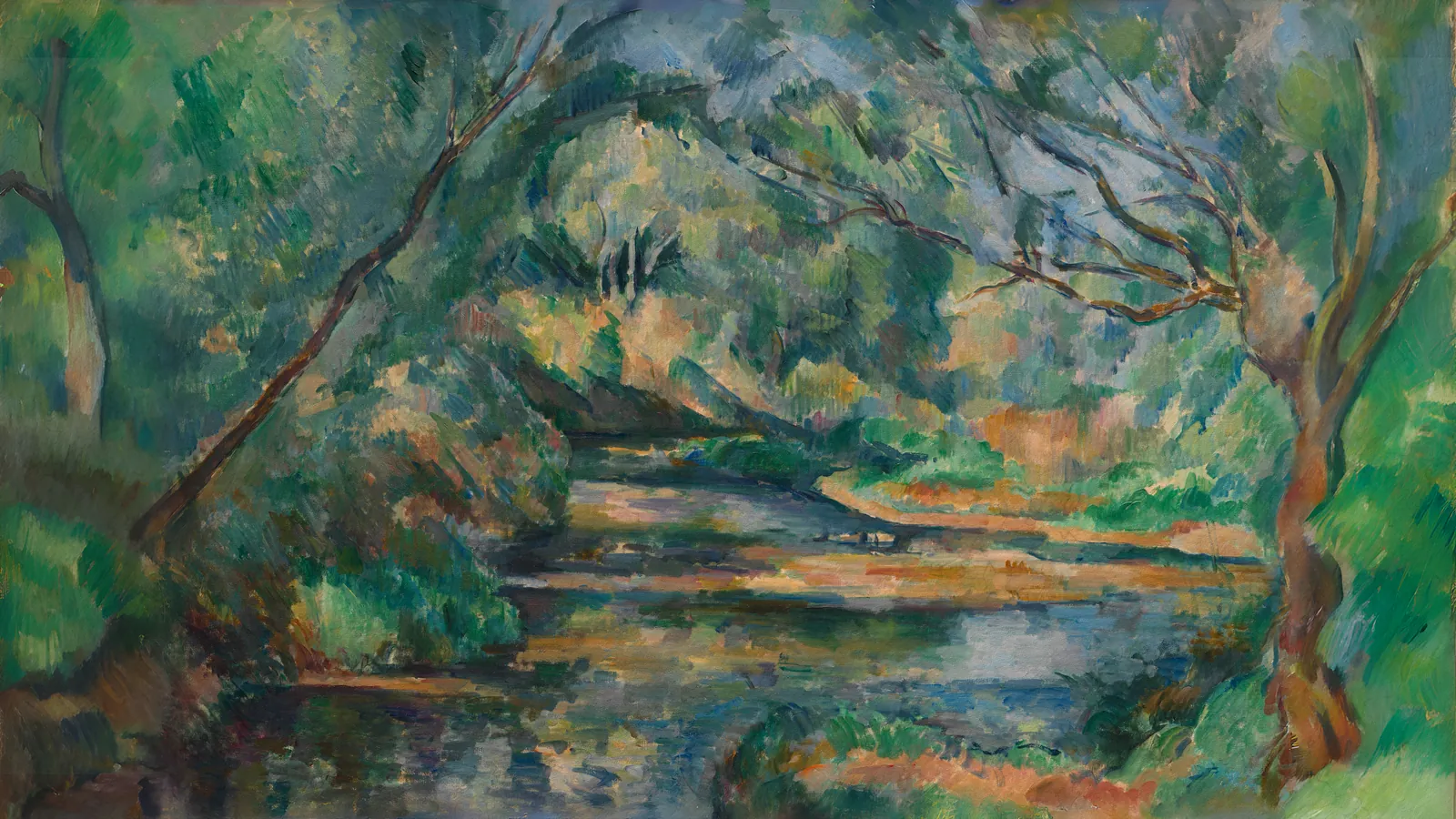 El arroyo por Paul Cézanne, adaptado a 16:9