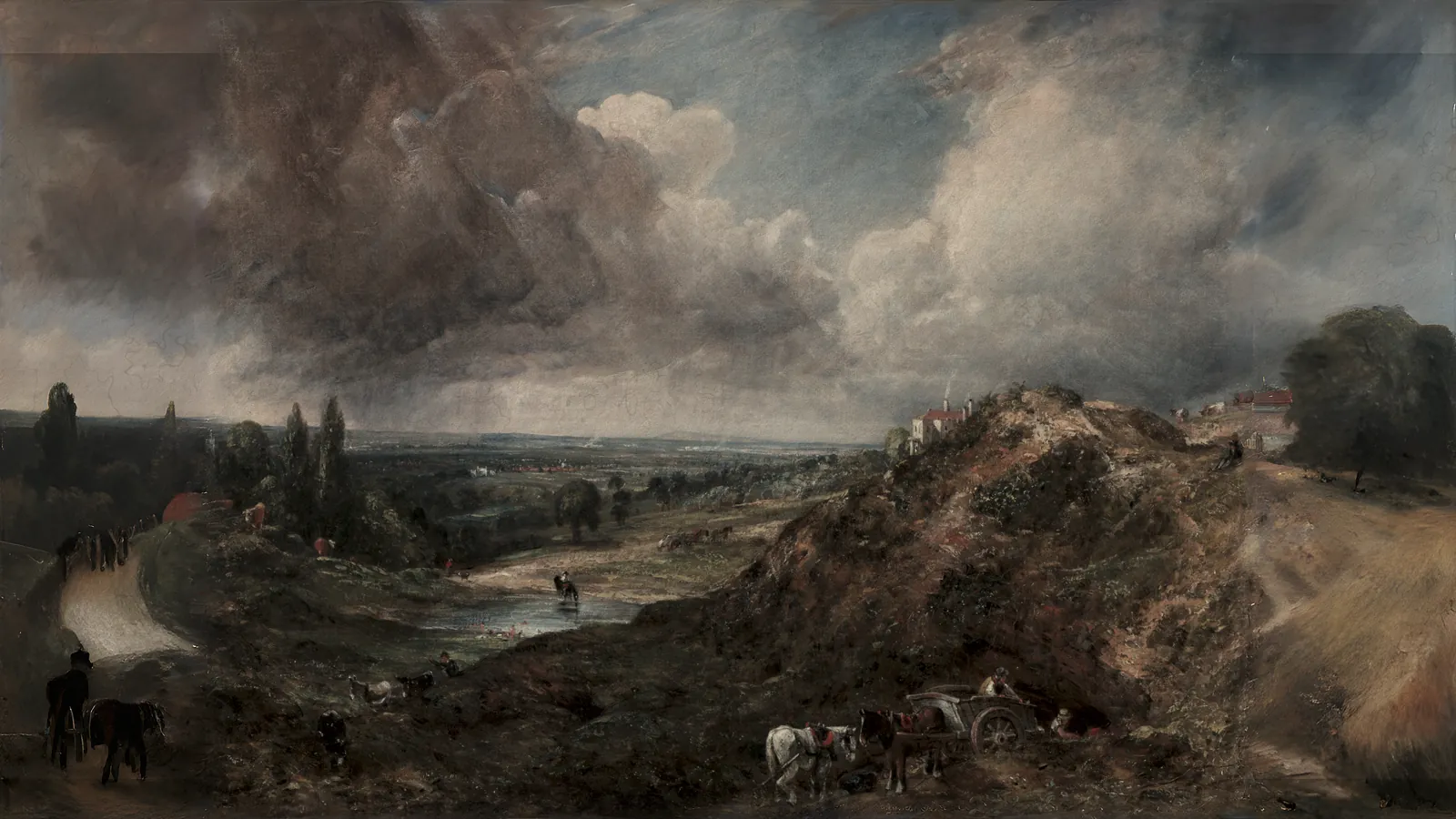 Branch Hill Pond, Hampstead by John Constable, extended to 16:9