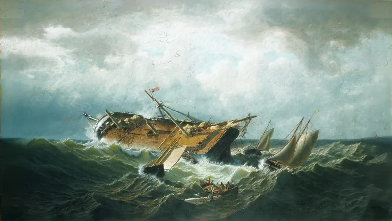 Schiffbruch vor Nantucket (Wrack vor Nantucket nach einem Sturm) von William Bradford