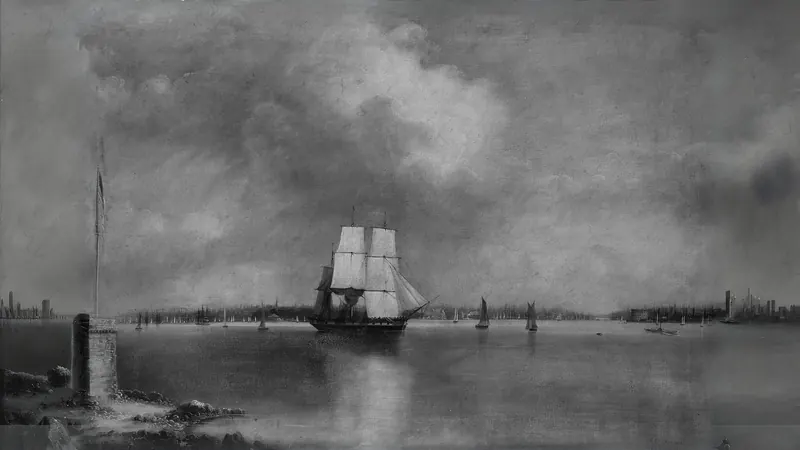Bucht und Hafen von New York von Bedlow's Island aus von Edmund C. Coates