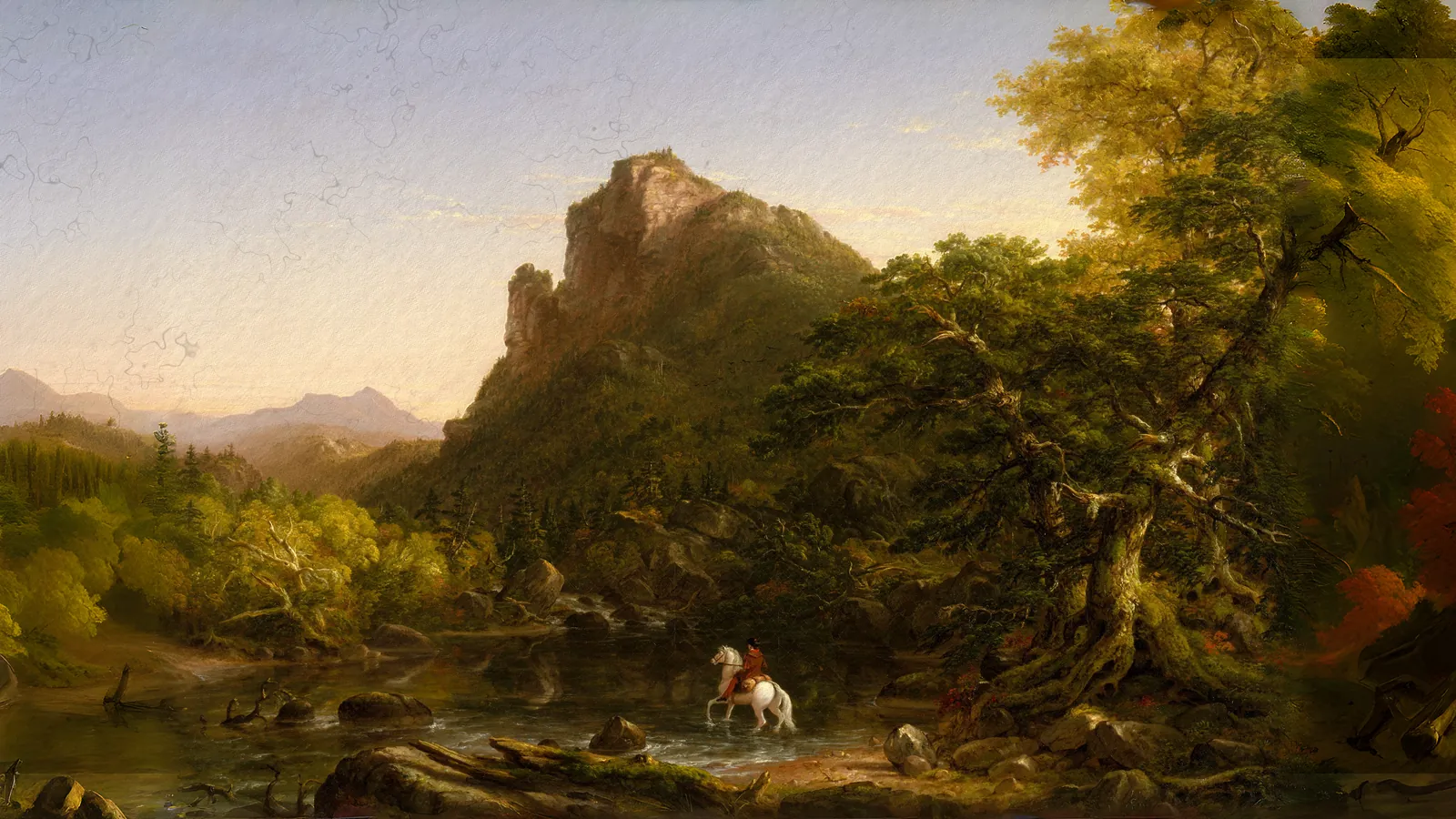 Die Bergfurt von Thomas Cole, erweitert auf 16:9