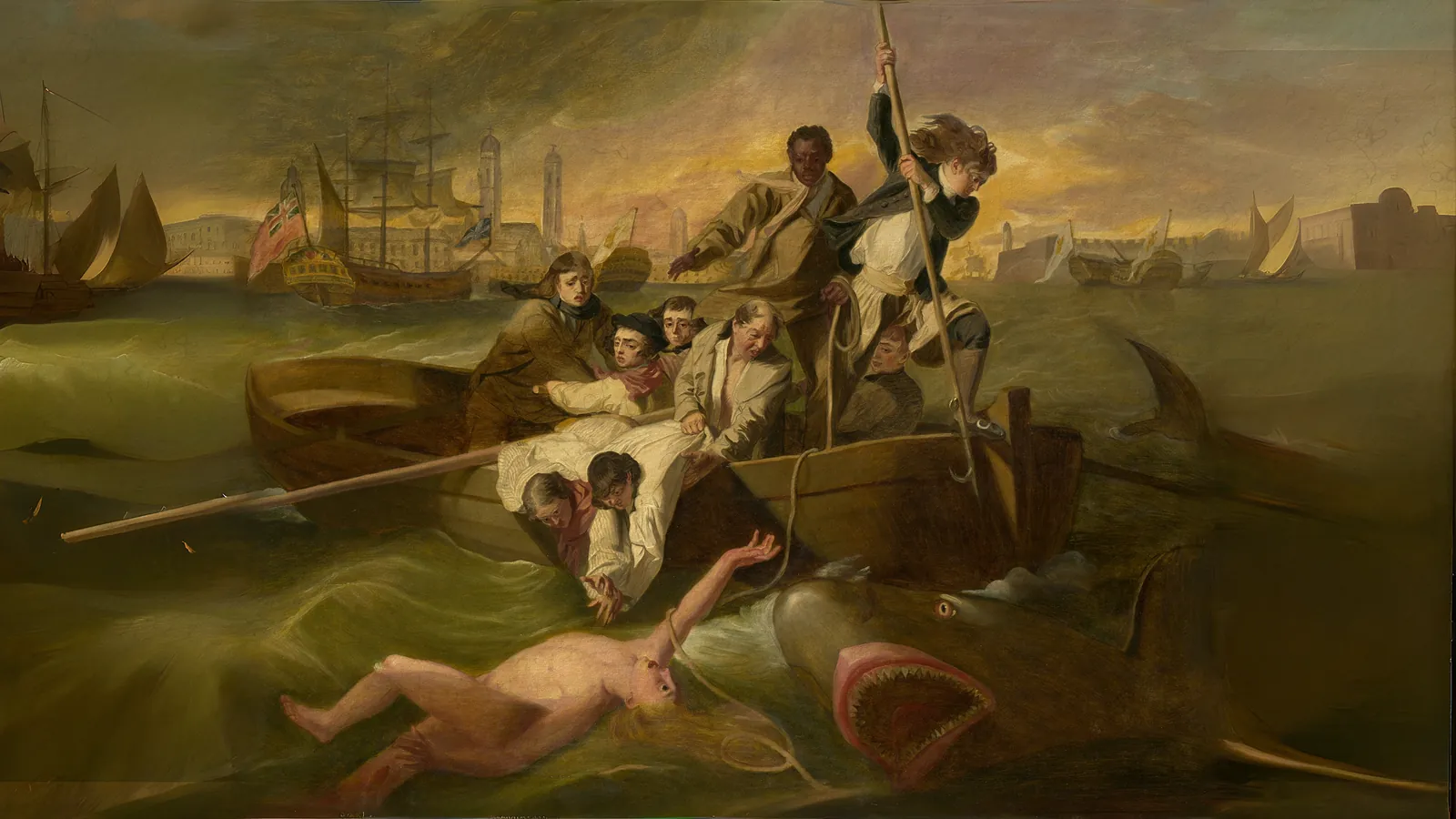 Watson and the Shark by John Singleton Copley, extended to 16:9