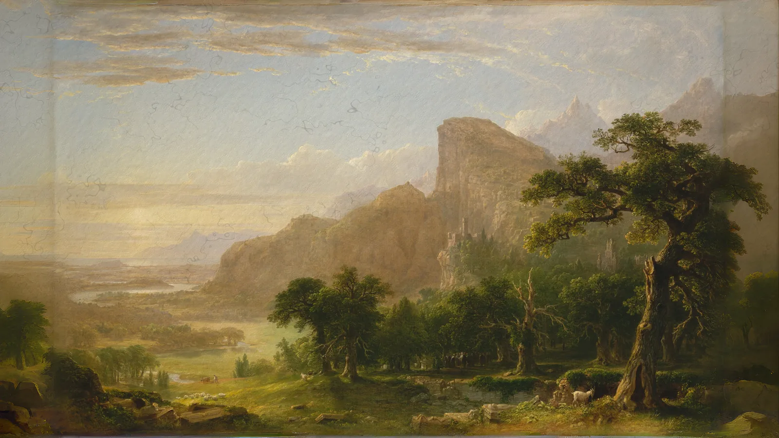 Landscape—Scene from "Thanatopsis" by Asher Brown Durand, extended to 16:9